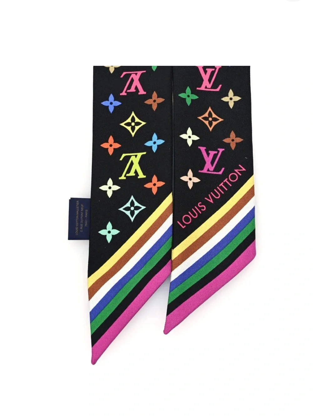 Louis. Vuitton. Multi-Color Signature Monogram Twilly T.M. L.E. Scarf